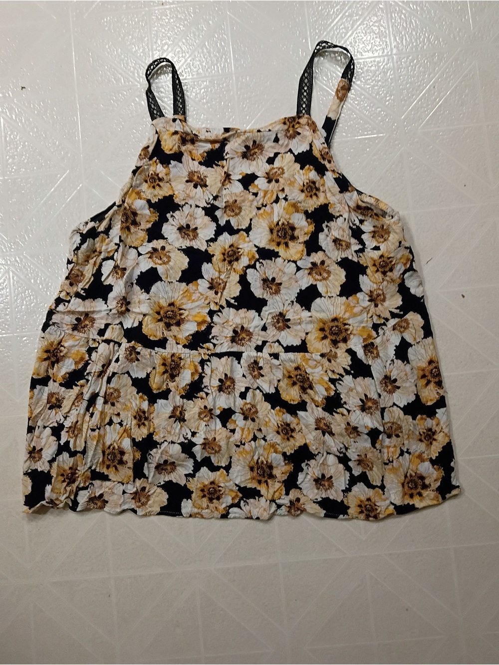 Maurices Black Floral Spaghetti Strap Camisole